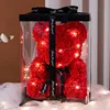 Caja de regalo con oso rosa rojo de 40 cm + lámpara