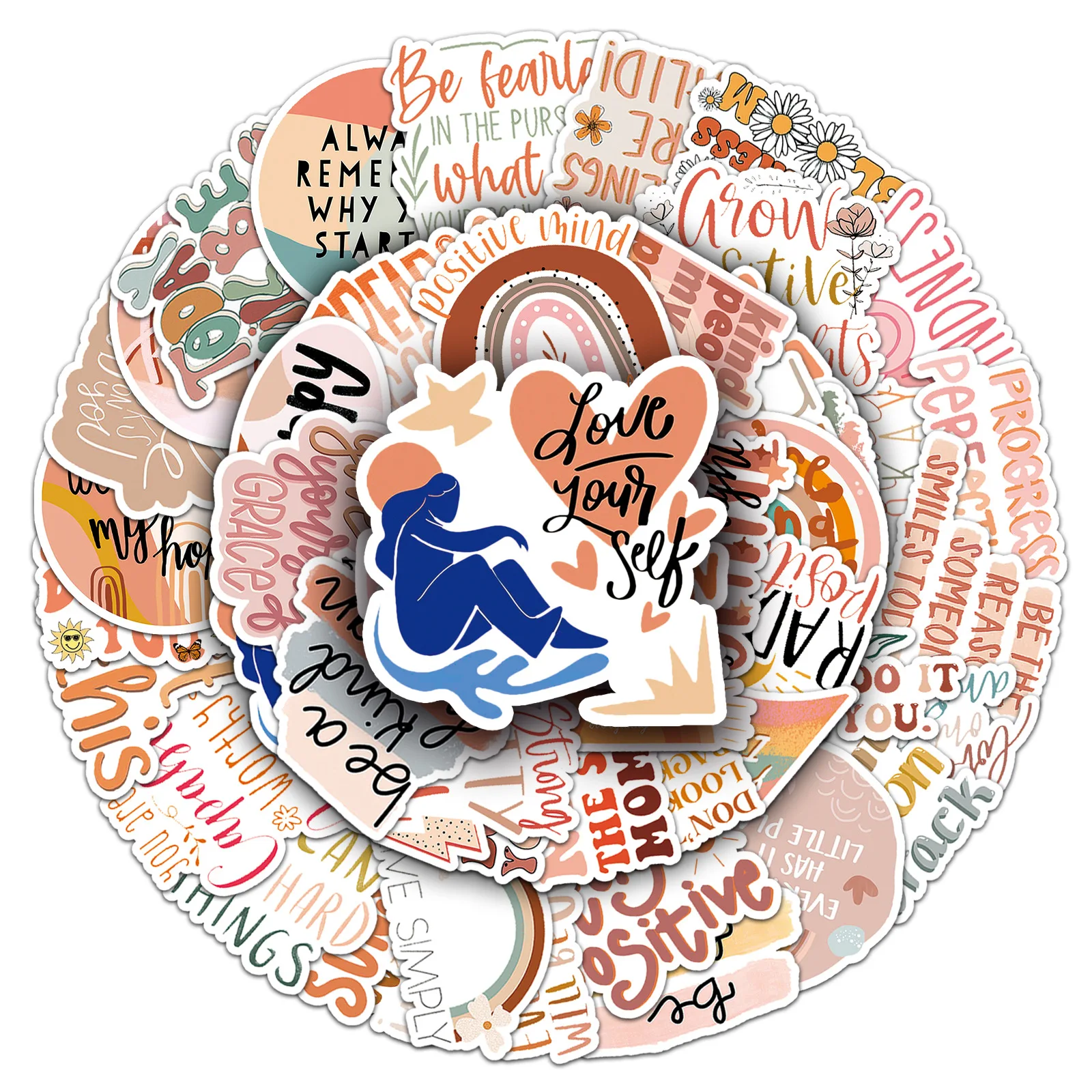 50Pcs Boho Motivational English Graffiti Stickers for Luggage Bottle ...