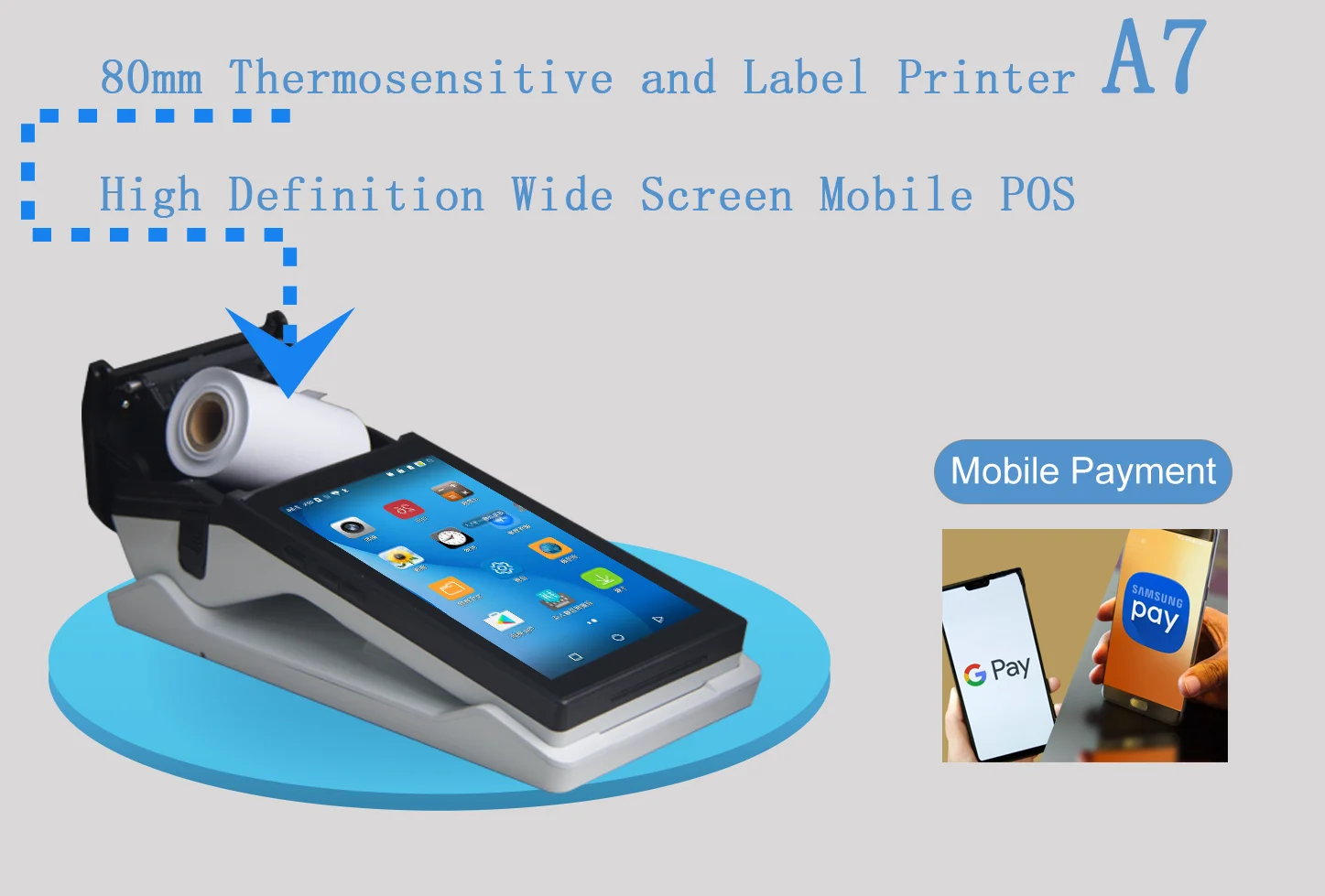 Android Handheld Mobile POS Terminal with Thermal Printer Stock Touch Screen System