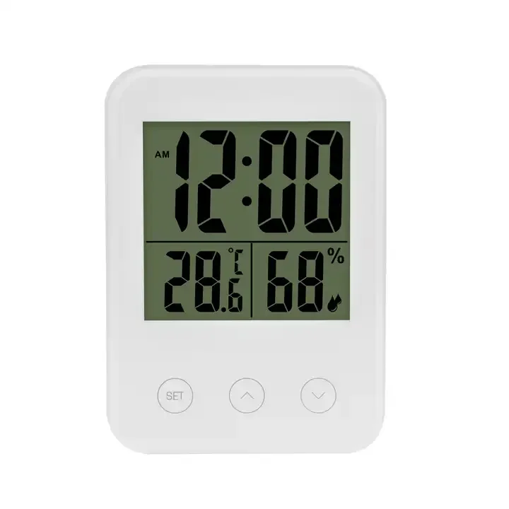 Factory Hot Selling LCD Display Slim Digital Tabletop Desk Alarm Clock Temperature Humidity Hygrometer for Bedroom Living Room
