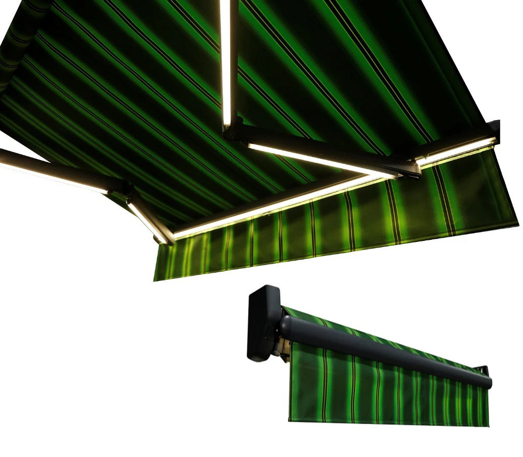 Electric Awning Price Remote Controlled Retractable Garden Patio Awning Sun Shade Shelter Awning Canopy With LED Light Kit