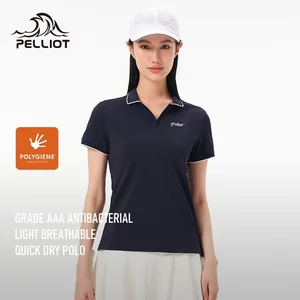 2026 New Mountainner Hiking Quick Drying Polo Women's High Elastic Polygiene Antibacterial Breathable Short Sleeve T-shirts