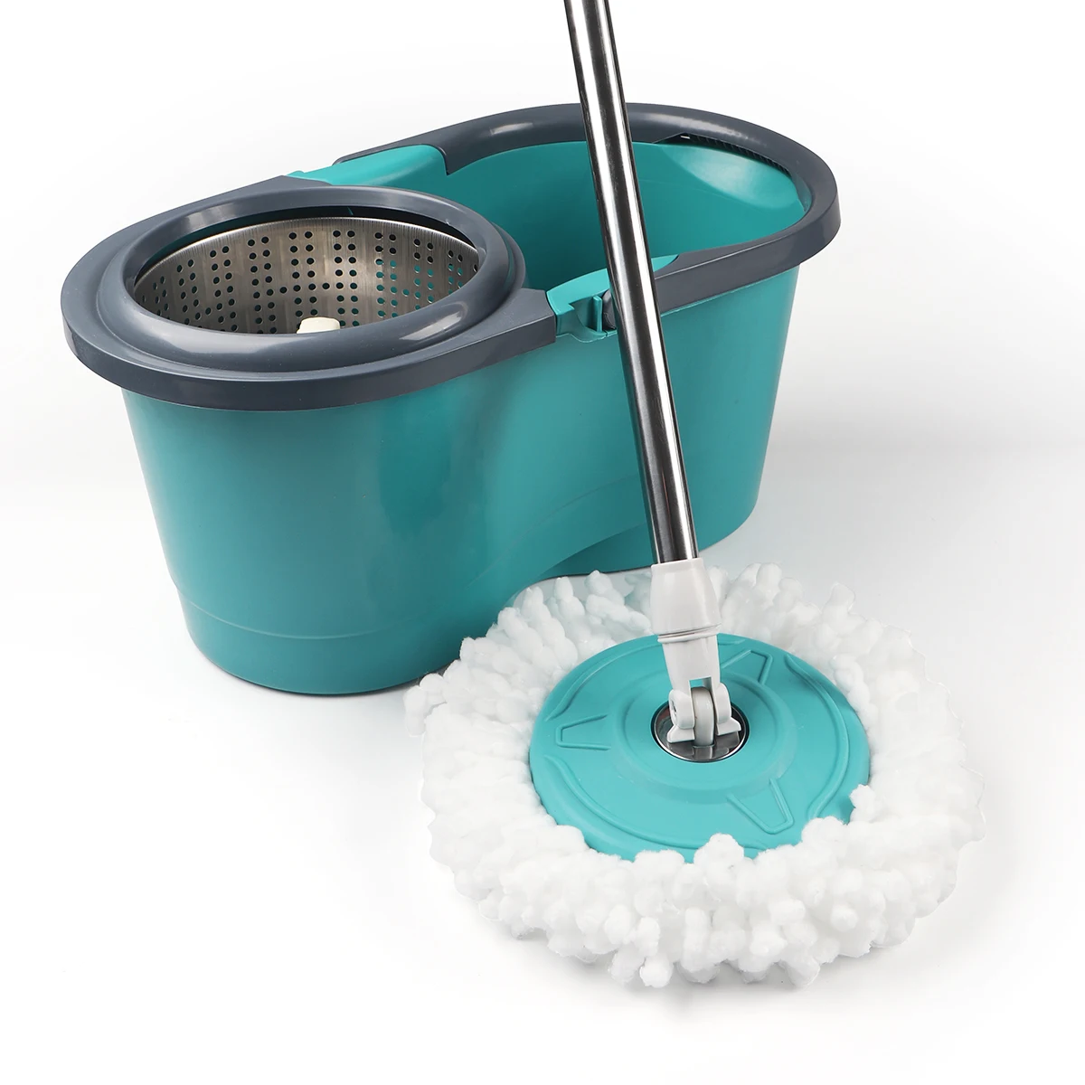 MSJ New Design Green Hand Free Mop High Quality Bucket Round Wet Dry Mop Light Weight Wife's Helper Spin Rotating Mop