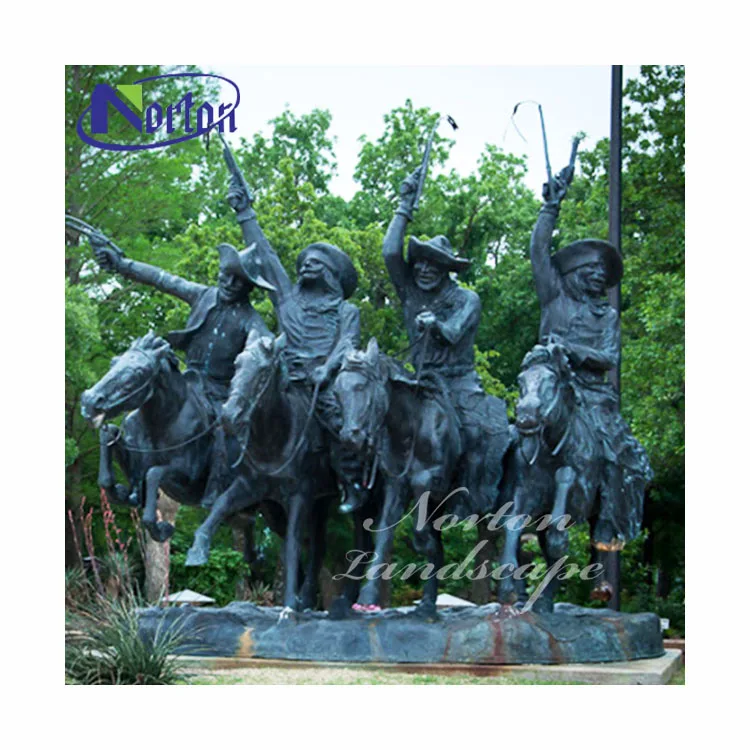 屋外の庭の装飾等身大フィギュア像エンブロンズフレデリックレミントン