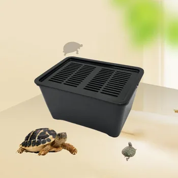 Black Breathable Design Plastic Material Turtle Feeding Box Multifunctional Turtle Box For Turtle Or Amphibians Feeding