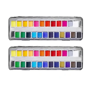 High Quality Solid Pigment Water Color Paints Set With Water Color Portable Brush Pen Easy Mixed Fast Dried