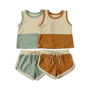 Markdown Sale Baby Summer Clothing Suit Polyester Viscose Toddler Clothes Set Sleeveless Two Piece Baby Boys Clothing Sets