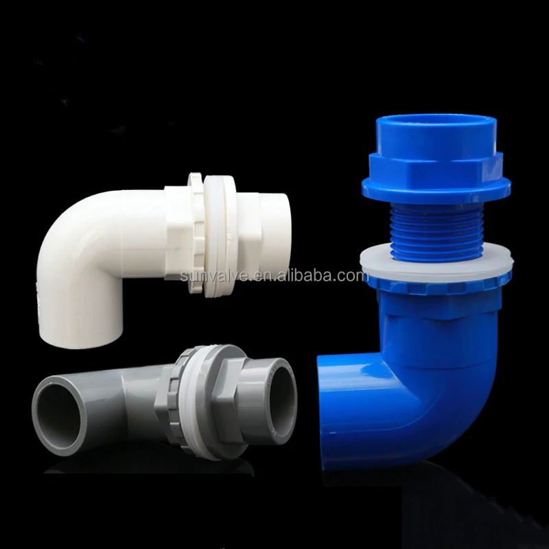 90 Degree PVC Bulkhead Connector for 20mm, 25mm, 32mm Pipes