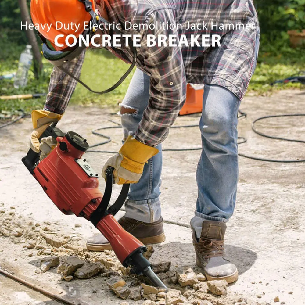 Factory 220V Electric Demolition Jack Hammer Heavy Duty Concrete Breaker  Drills Kit with Carrying Case and Removal Tools Bits