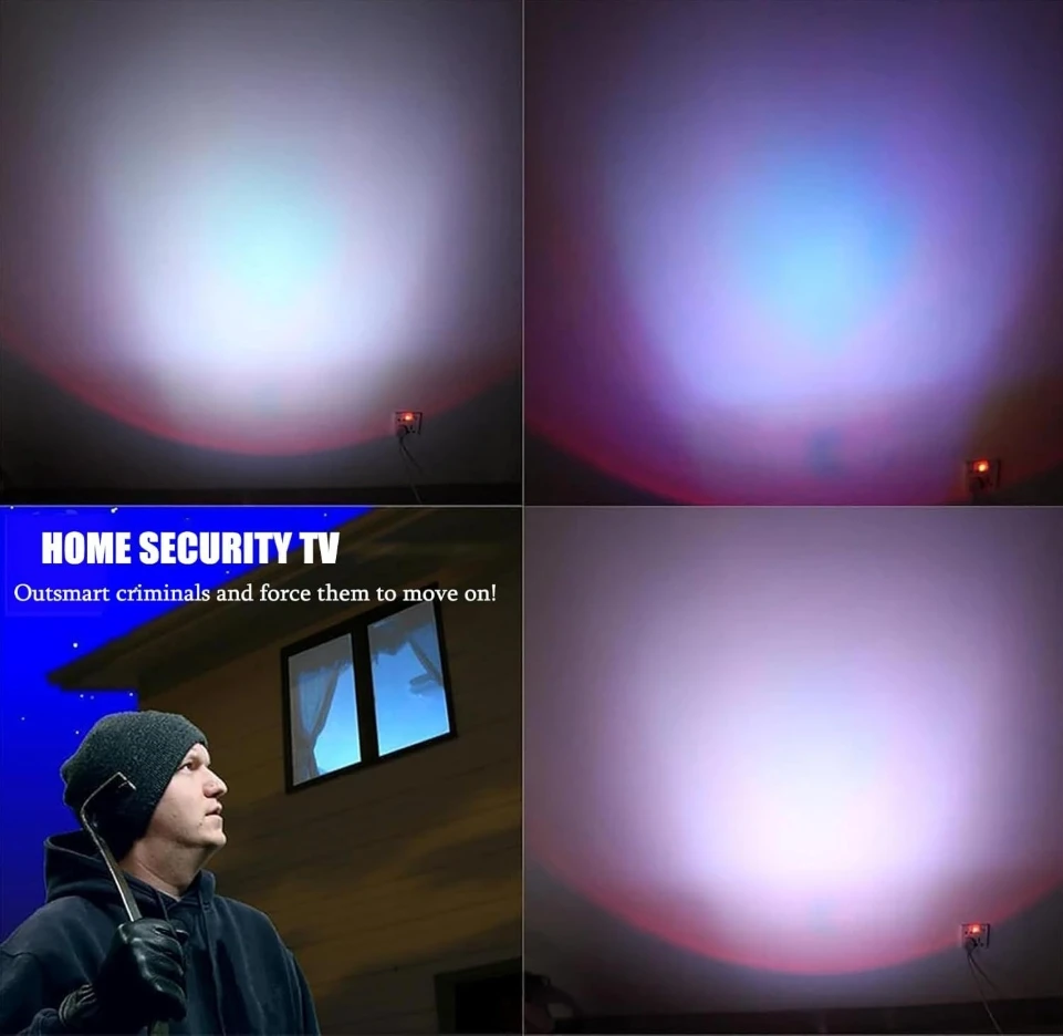 Home Security TV Simulator LED Flood Light with Timer Deterrent for Burglars and Crime Prevention