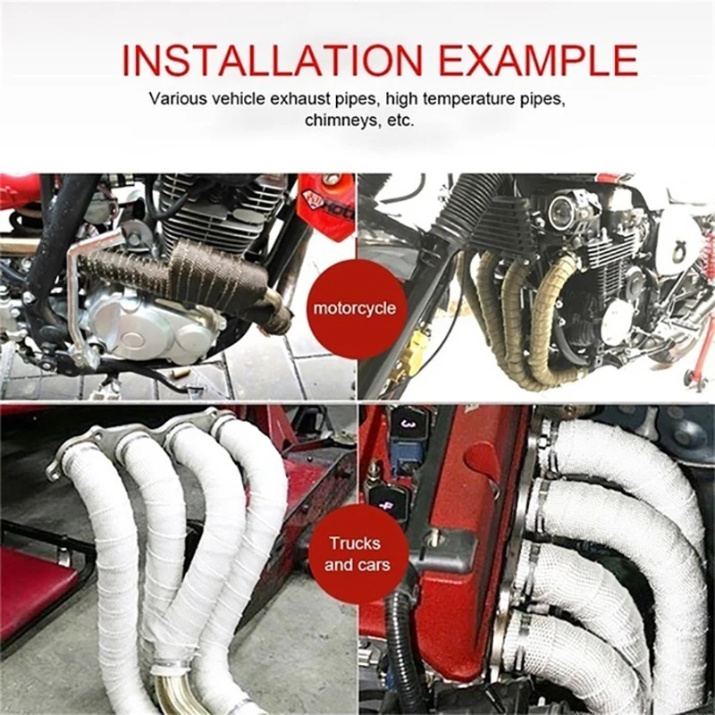 Оптовый продавец 5 м * 50 мм выхлопная труба мотоцикла Тепловая лента термостойкая ткань защита выхлопной трубы