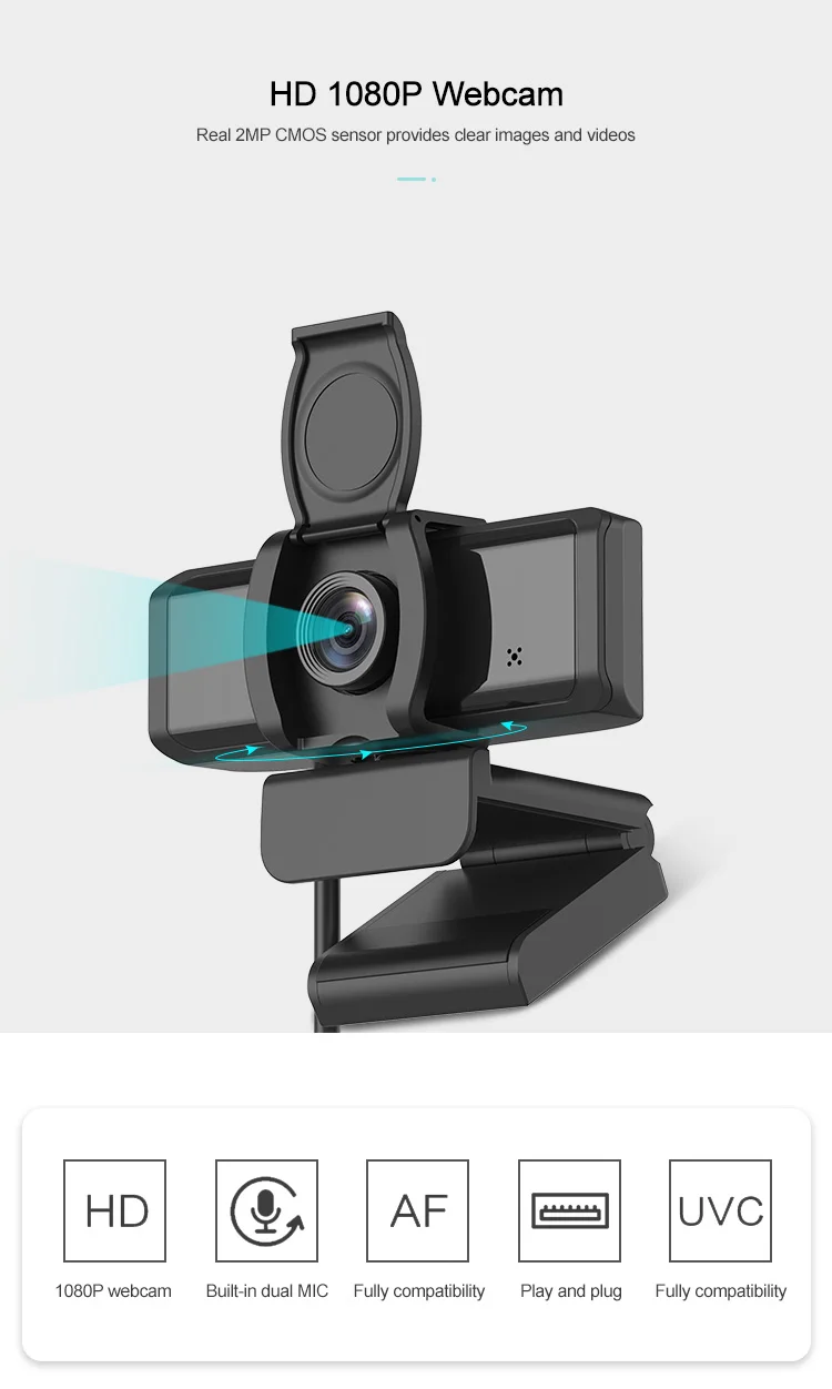 Autofocus Full HD  30FPS 60FPS 1080p Webcam With Mic Customization Web Camera