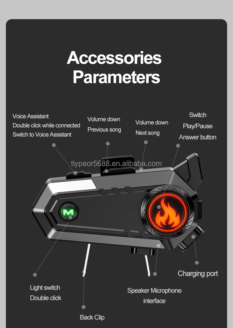 product tiypeor bt motorcycle helmet intercom wireless headset handsfree call wireless noise reduction waterproof 500m 2rider interphone-10