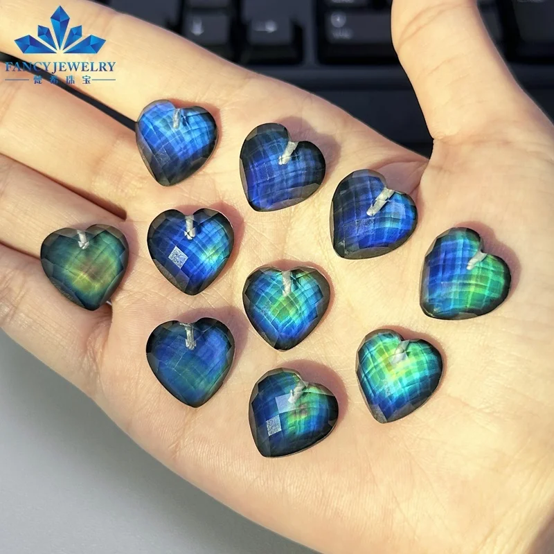 New Arrival Custom Color Change Temperature Sensing 16x16mm Heart Shape Flat Back Faceted Mood Stone Beads for DIY Making