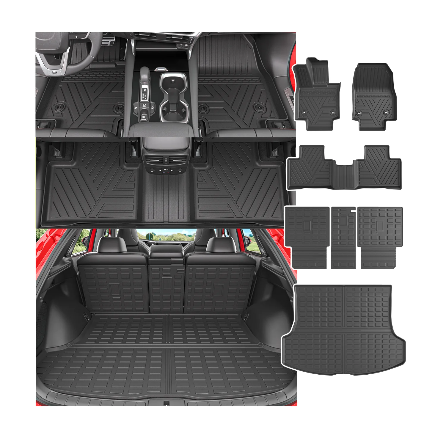Rear Cargo Mat Rear Backrest Mat Floor Mat Compatible With 2023-2025 Lexus RX350 RX450H Durable TPE Floor Liner