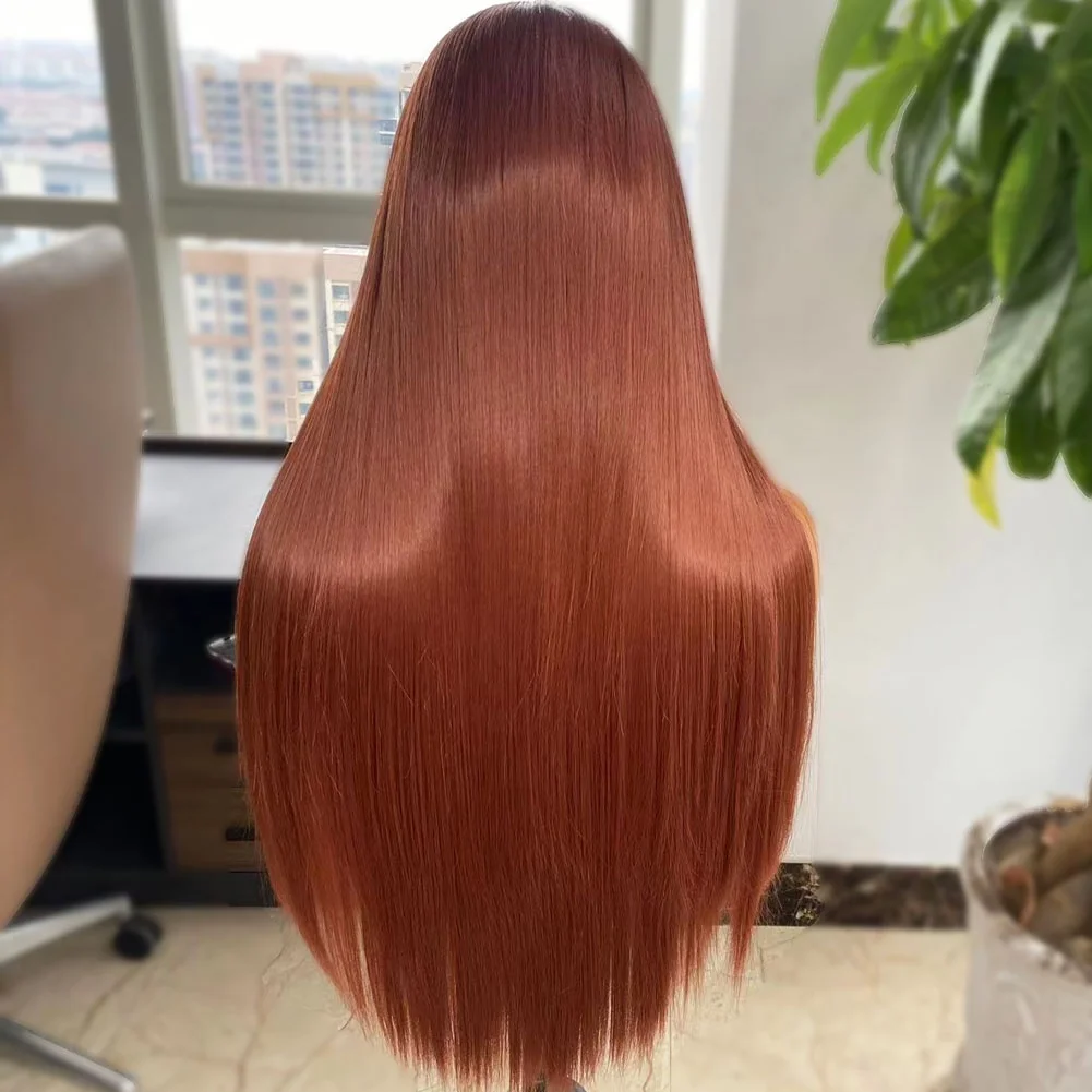 Copper Auburn Hair Black Girl - Long Silky Straight Wigs