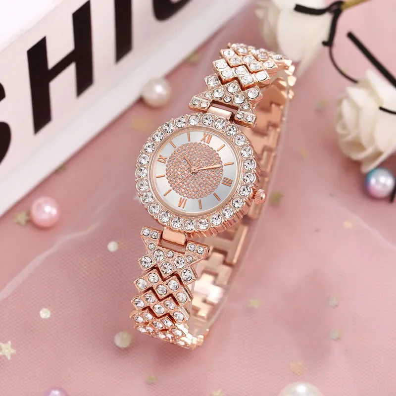 8505 Fashion Rose Gold Women Bling Watches Luxury Full Diamond