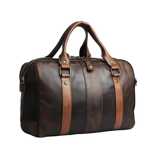 Custom Genuine Leather Men Travel Bag Sports Gym Bag Large-Capacity Weekend Overnight Luggage Travel Duffle Bag for Men
