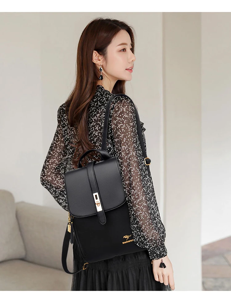 Shoulder bag soft leather pu ladies Korean fashion summer casual small backpack student simple school bag