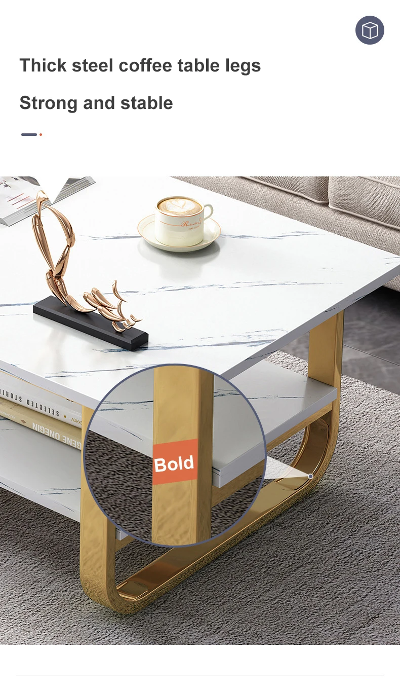 Modern Luxury Design Marble Top Metal Frame Coffee Table Side Tables ...