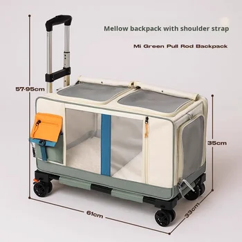 Portable Cat Backpack Large-Capacity Dog Suitcase Modern Pet Trolley Box with Zipper Closure Solid Style Multi-Cat Artifact