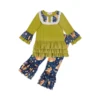 Verde Oliva, Blu Navy Stampa Floreale Volpe