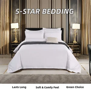 Luxury Hotel Bedding Set 80% Cotton 20% Polyester 300TC Woven OEKO-TEX Certified Custom logo & Size 300+ Wash Cycles