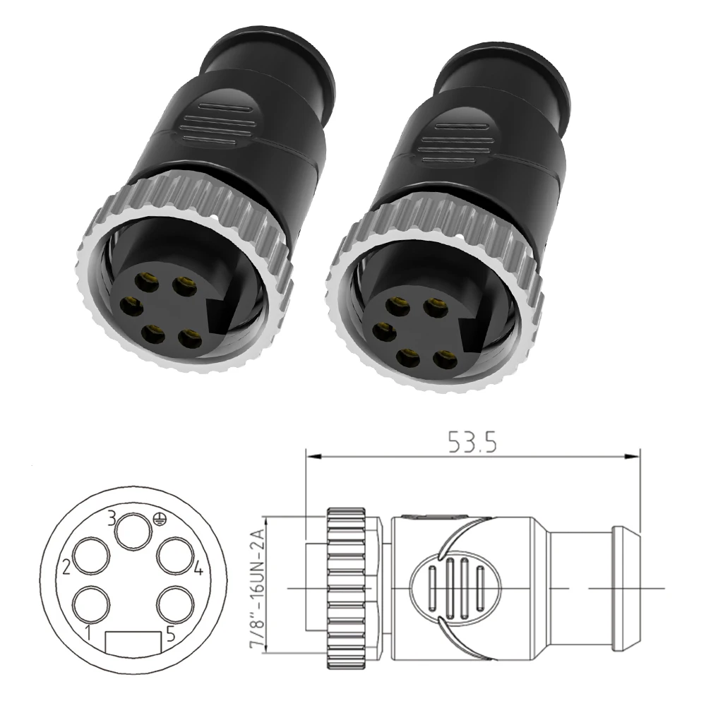 NMEA 2000 7/8" Termination Resistor Connector Male Female 120 Ohm Waterproof IP67 7/8" 5 Pin Terminator