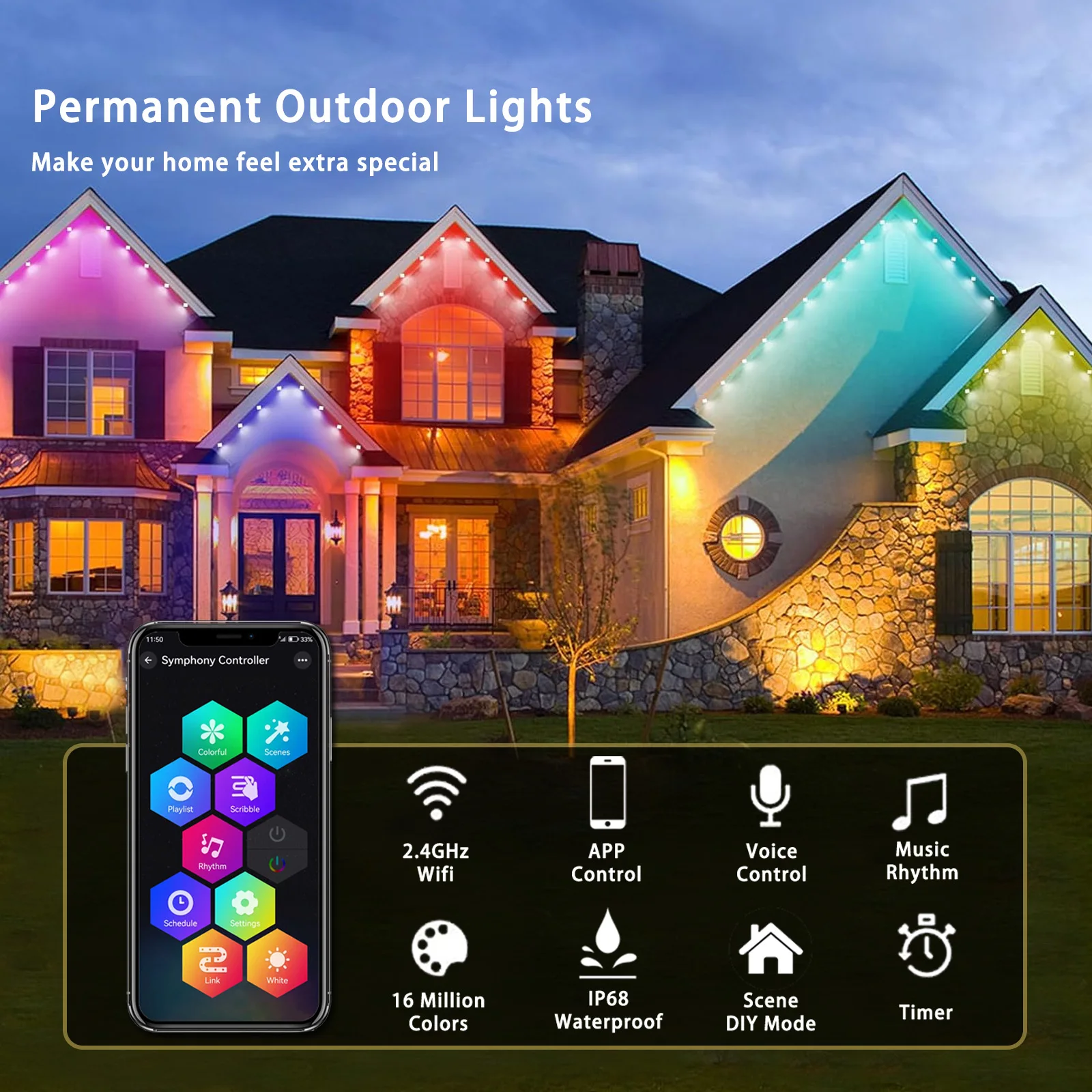 HRSYT Outdoor Landscape LED Pixel Point Lights UCS2094 12V RGBW Aluminum Track Light IP68 Rating