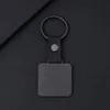 Black leather 35mm square keychain