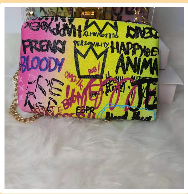 trendy bag famous brand crossbody purses and handbags luxury women graffiti jelly hand bags