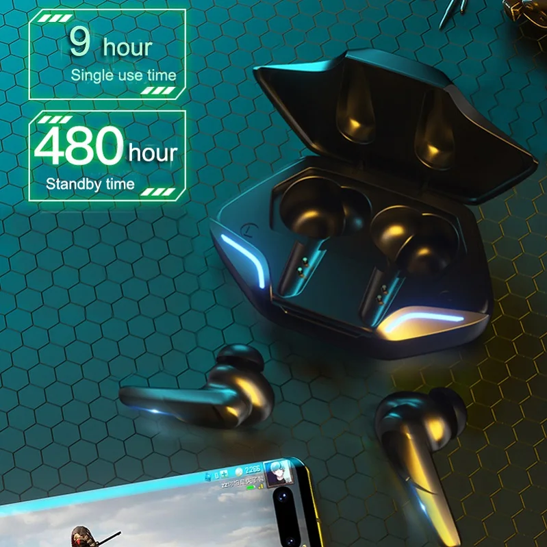 Gaming TWS Earbuds True Wireless Stereo with LED Lights