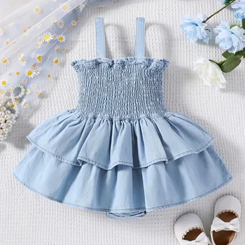 Baby romper newborn rompers baby girl sling Denim dress Europe and America style summer clothes