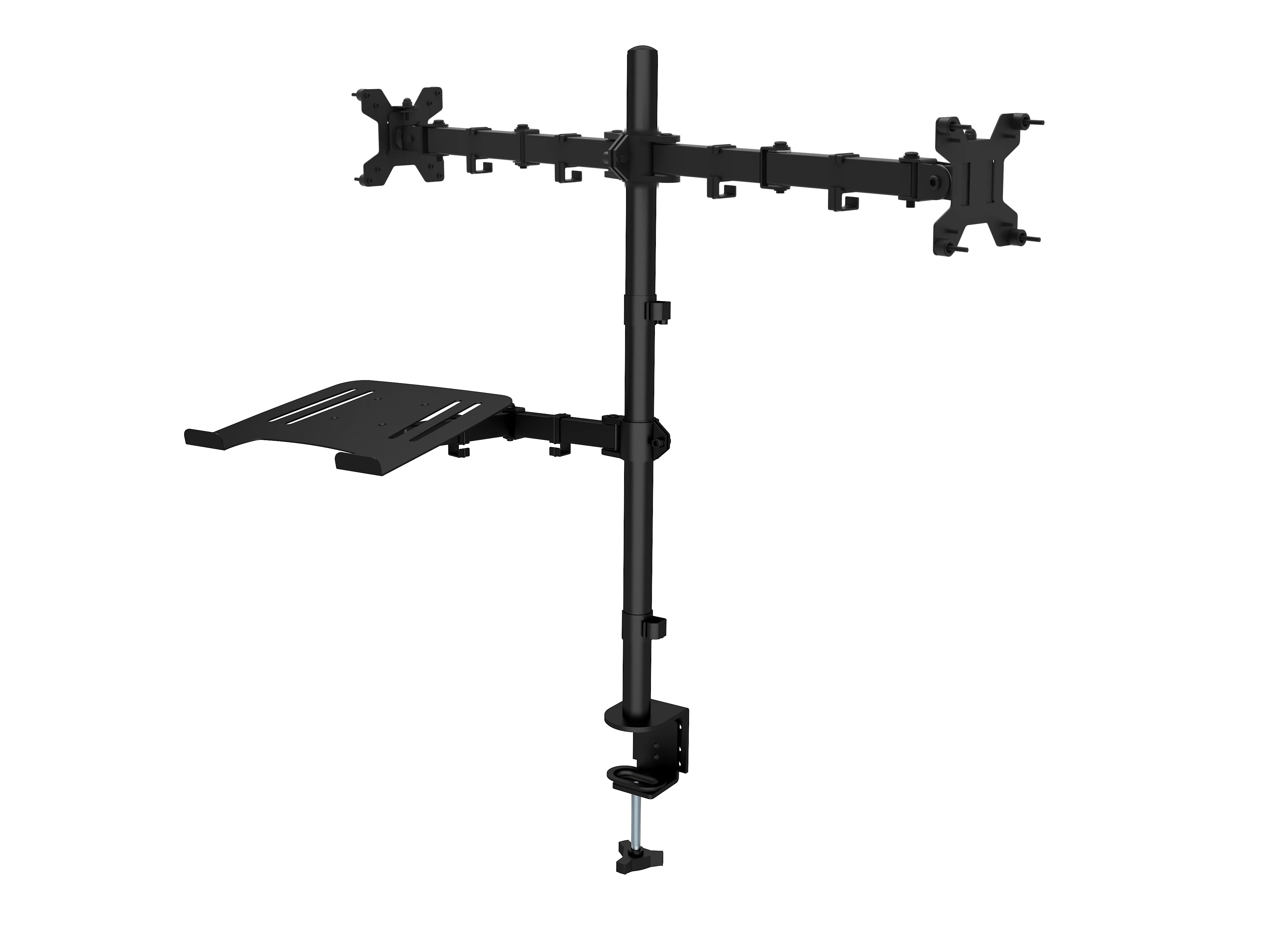 Dual Arm Monitor Mount Bracket Desktop Monitor Arm With Laptop Stand Height Swivel Tilt Angle Adjustable Cable Management