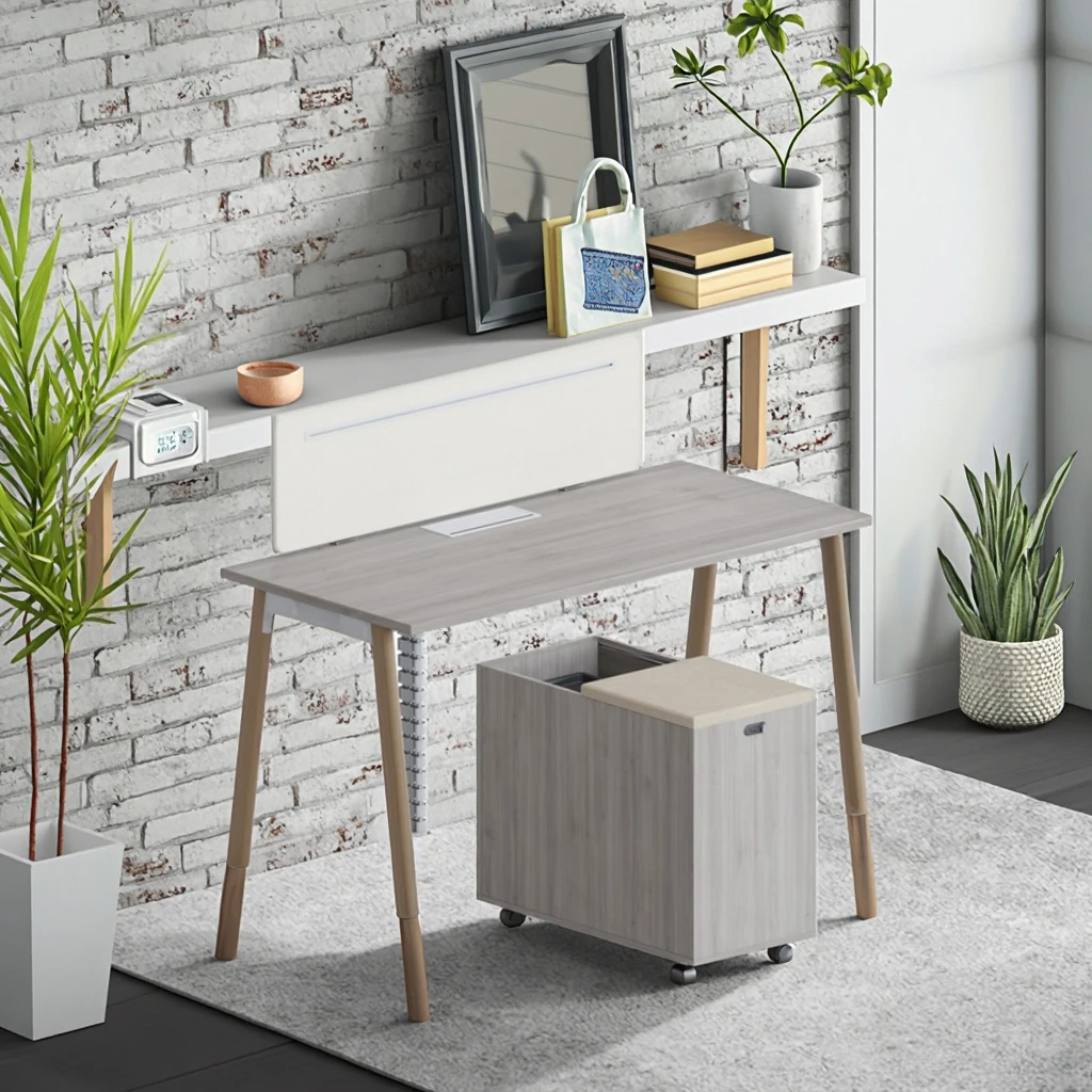 Modern Mobile Support Cabinet Workstation with Storage Shelf and Movable Office Desk Organizer 6