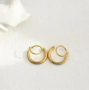 European and American Vintage Style Spiral Earrings with Diamonds 18K Gold Rhodium Plated Titanium Customizable Zircon Jewelry