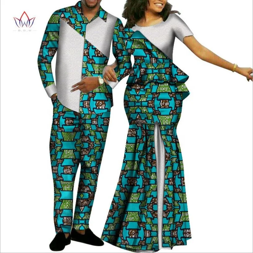 African Ethnic Couple Clothing Bazin Women's Dresses And Men's Suits ...