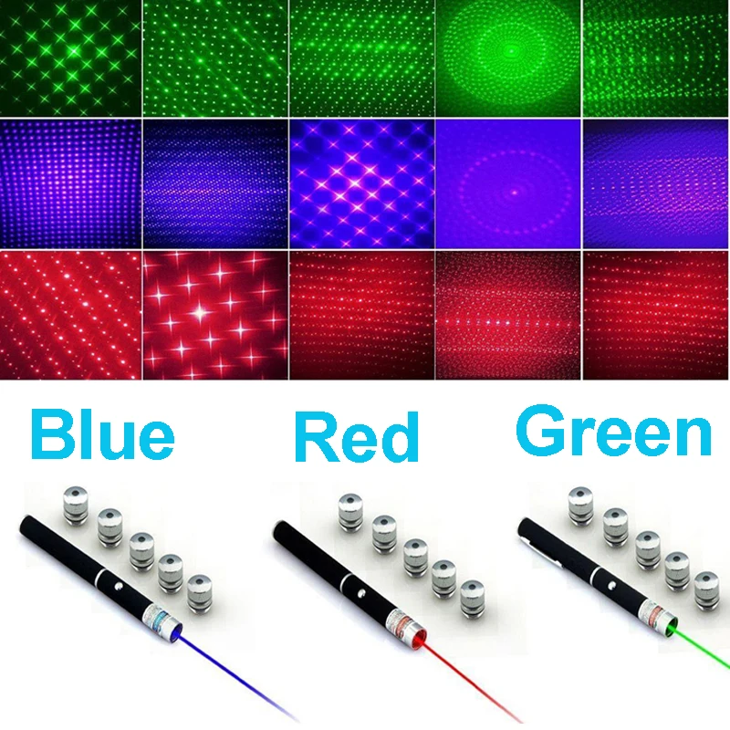 Multi Pattern Heads Star Laser Red Blue Green Pointers 5 in 1 Pointer Laser Light Cat Laser Pen Star