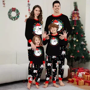 Family Adult Baby Sleepwear Nightwear Christmas Matching Kids Winter Cold Man Pajamas Set Thermal Autumn Season Front Logo