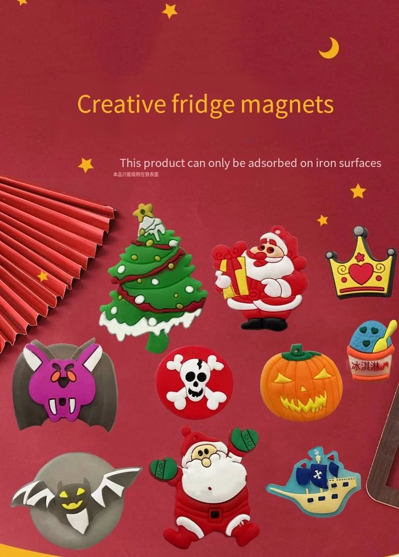 Christmas refrigerator patch Snowman soft glue magnet new decoration Halloween cross-border creative magnetic stickers details