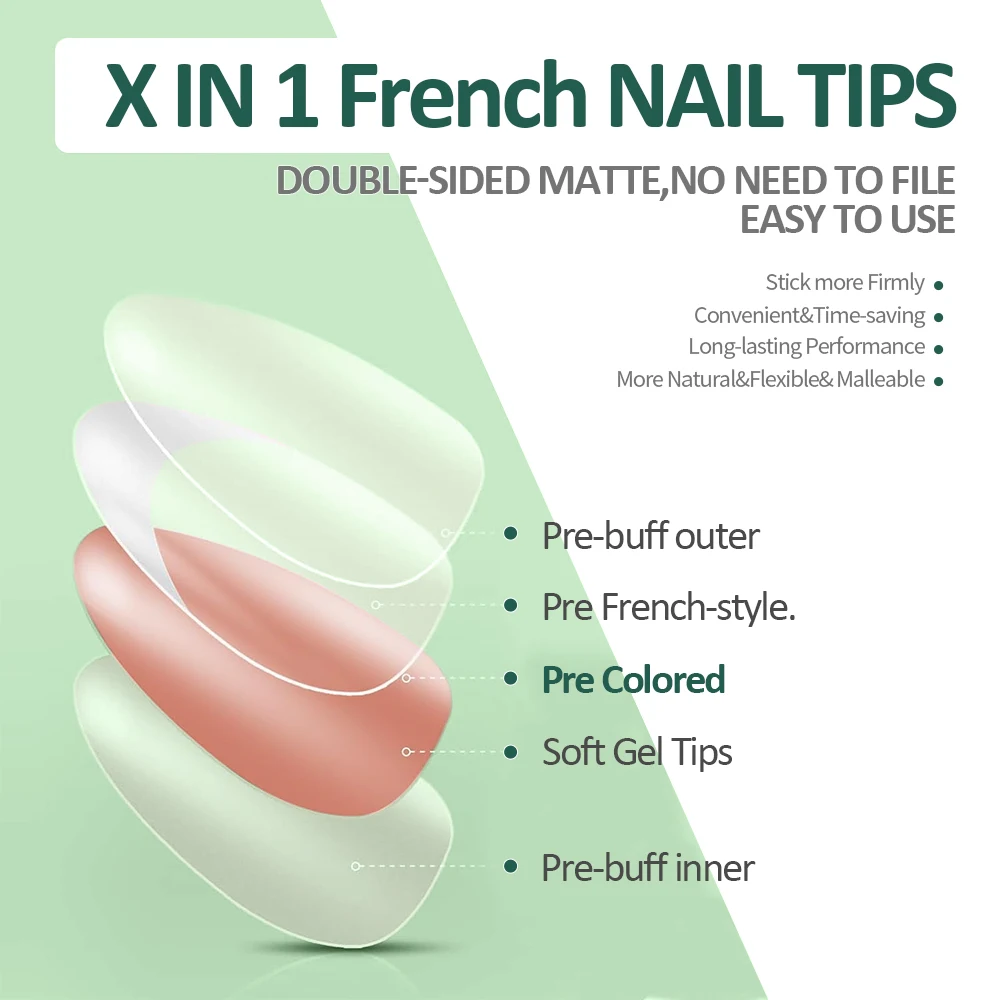 Nailpop Customizable 3-in-1 Almond Gel Nail Extensions Ultra-Fit Own Brand French Tips Soft Nude Natural Artificial Fingernails