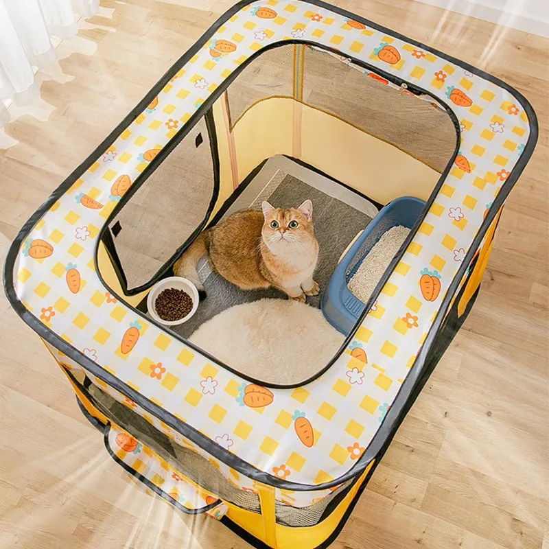 product popular retangular shape breathable mesh 600d oxford fabric foldable portable folding pet playpen for indoor dogs and cats-48