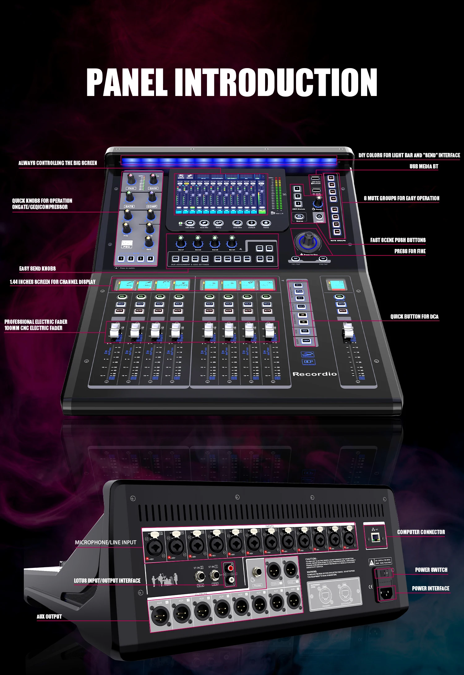 GAX-TQ18 Professional Mixing Console with Touch Sensitive HD Display