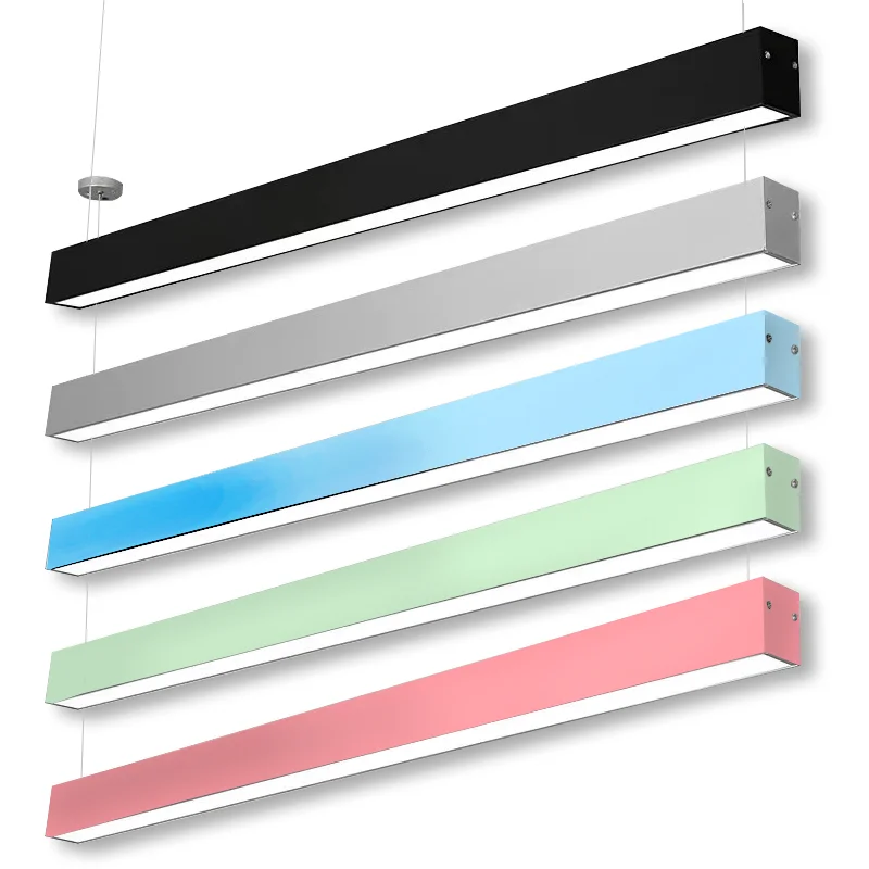 Aluminum LED Linear Light 2FT-8FT Hanging Pendant Lamp with IP54 Rating and 5-Year Warranty for Office Gym Classroom