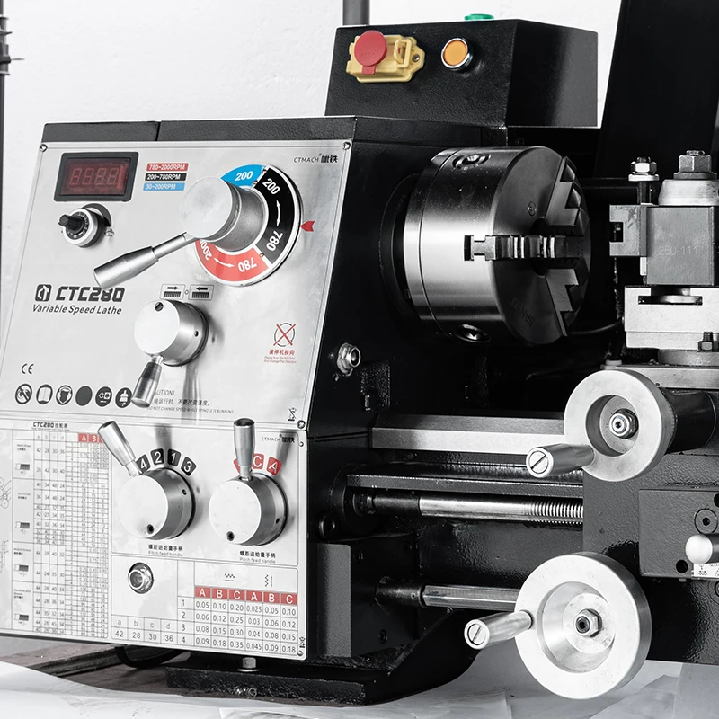 Cjm280ミニ手動旋盤CTC280CJM280クイックツールチェンジャーとデジタル