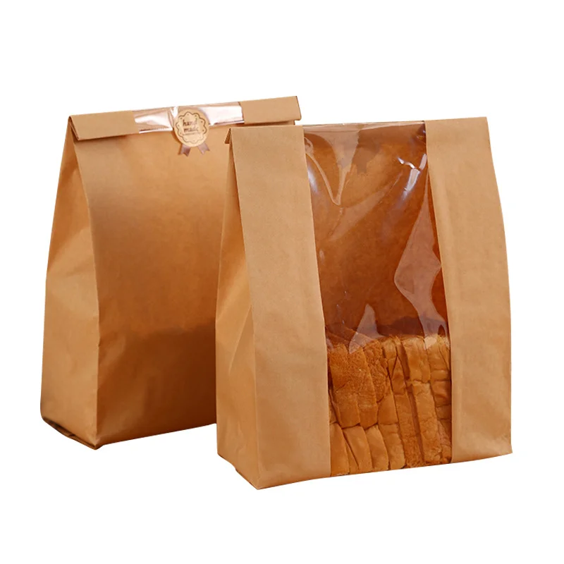 Bread Bag, Kraft Paper Bag, Pointed Bottom Food Paper Bag, Toast Packaging Bag, Baked Bread Packaging Bag