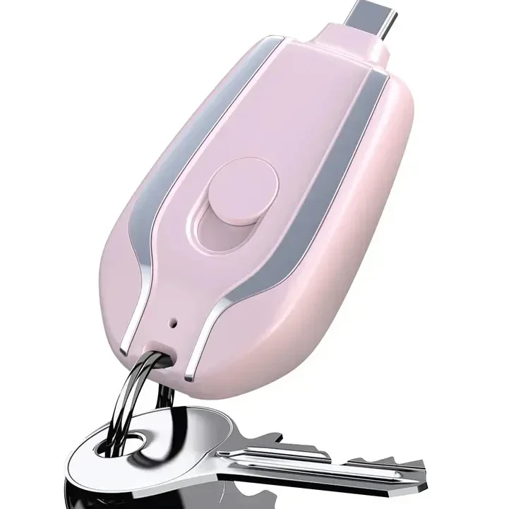 Portable Mini Keychain Power Bank Emergency Pod Charger 1300mah Mini  Powerbank for Phone Type-C