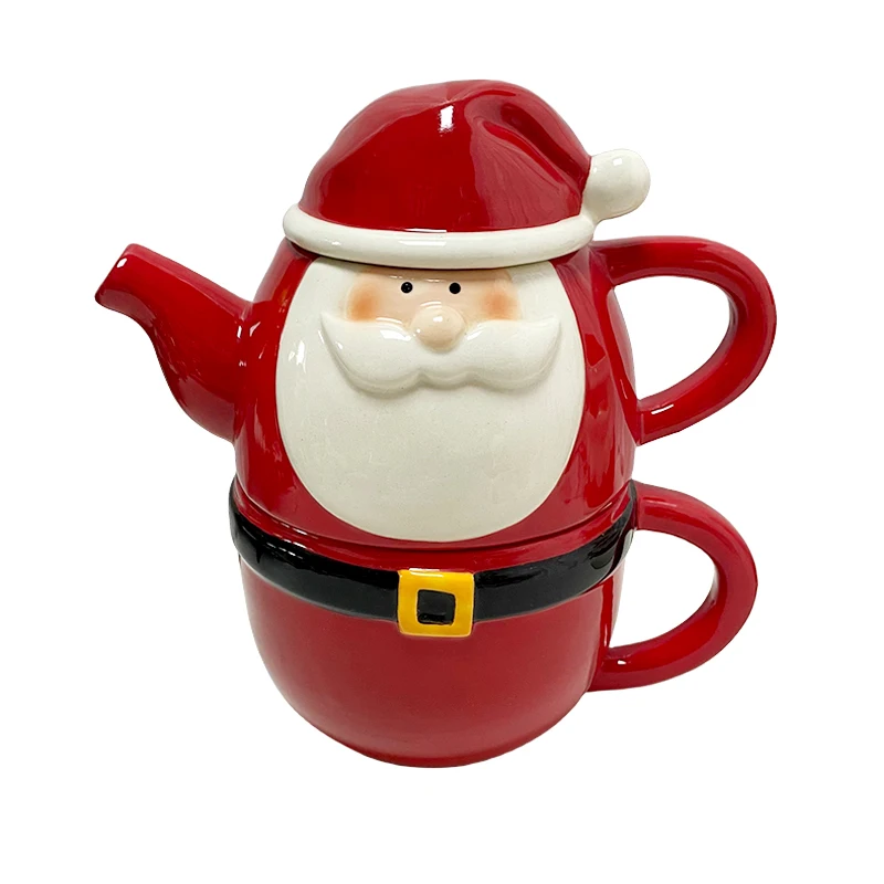 2025 Tetera for Christmas Custom Ceramic Teapot with Mug Santa Claus Tea Christmas Dolomite Santa Tea for One