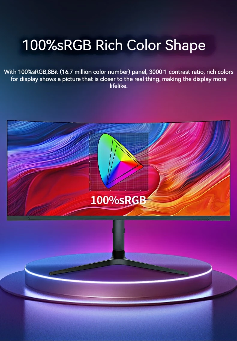 34 Inch Curved LED Screen 4K 100Hz 144Hz Gaming Monitor with DP H DMI ...
