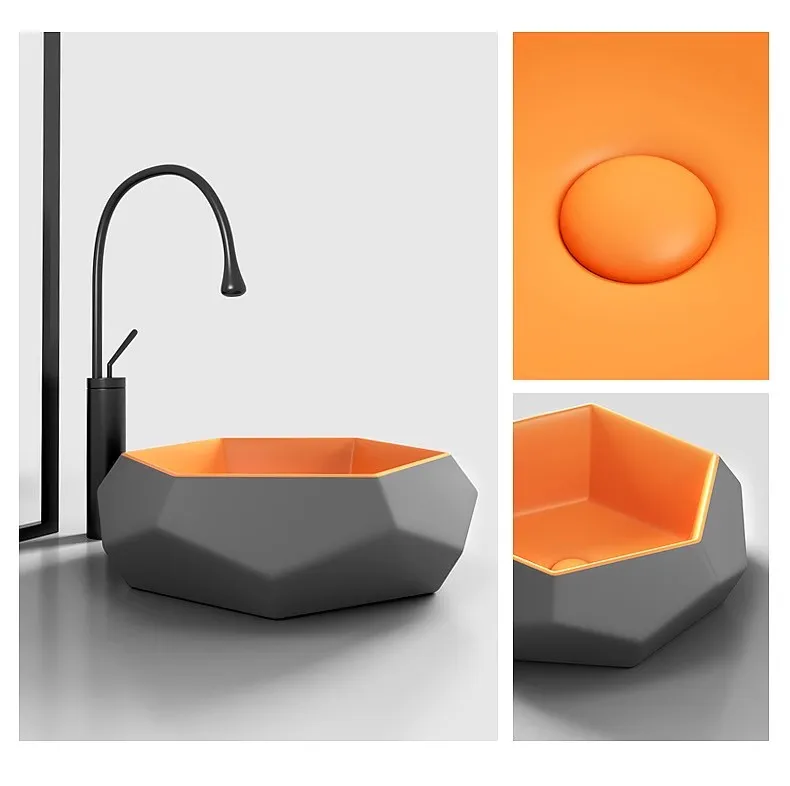 Hot Sell Hexagon Matt Bathroom Washing Basin And Kitchen Countertop